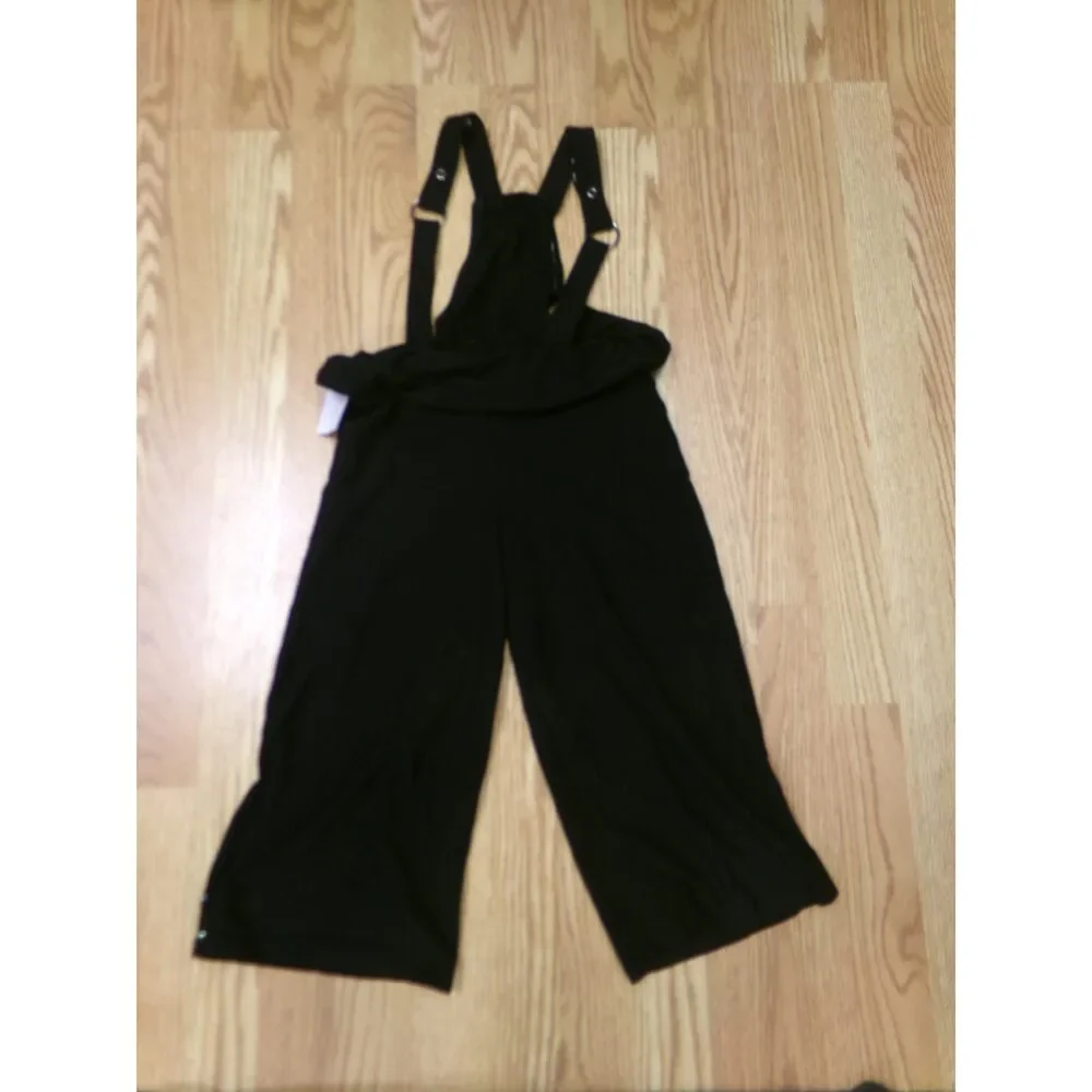 Pre-Owned Dance Costume Medium Child Black Kelle Jazz Tap Romper/overalls